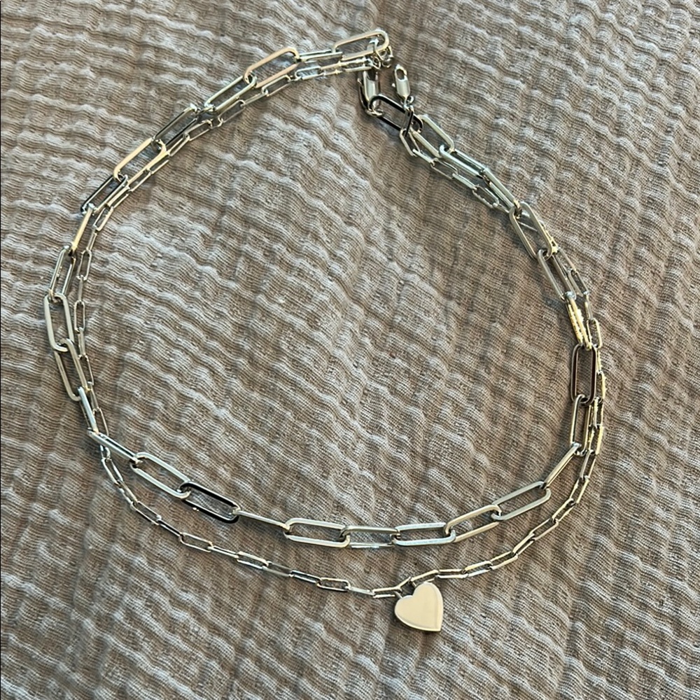 Silver Heart Pendant Chain Necklace